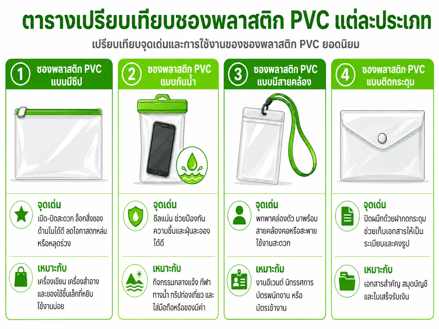 สั่งรับผลิตซองพลาสติกแบบไหนดี? เปรียบเทียบ 4 ประเภทซองยอดนิยมสำหรับธุรกิจ