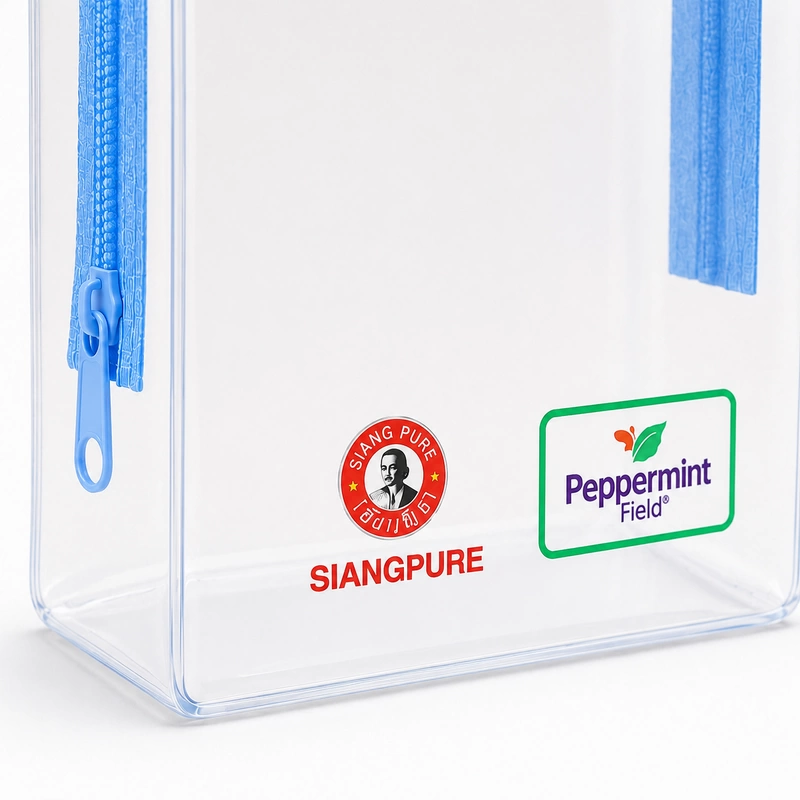 กระเป๋าซิป PVC ใสทรงกล่องพิมพ์ลาย Pepermint - Image 2